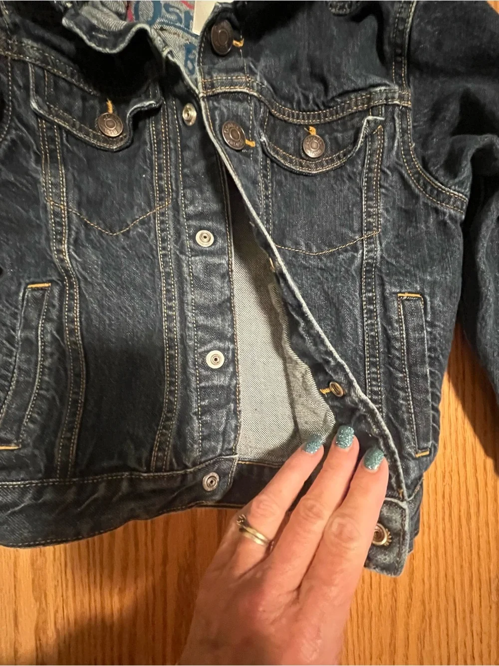 OshKosh B'Gosh Jacket Boys 6 Youth Blue Denim Trucker Dark Wash Button Front